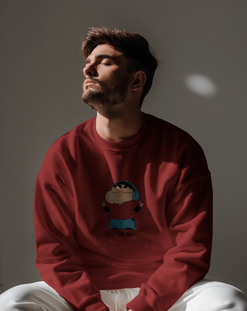 Shinchan High on music unisex sweatshirts
