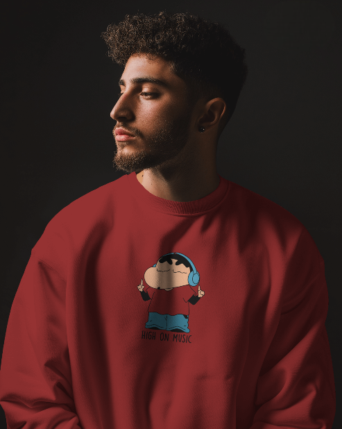 Shinchan High on music unisex sweatshirts