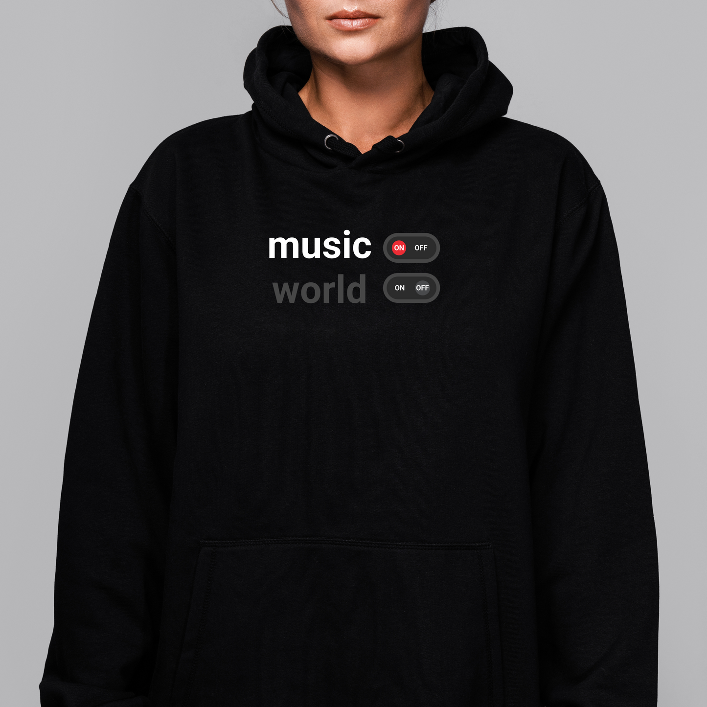 Music on world off unisex hoodie