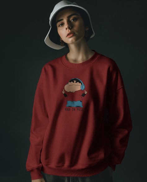 Shinchan High on music unisex sweatshirts